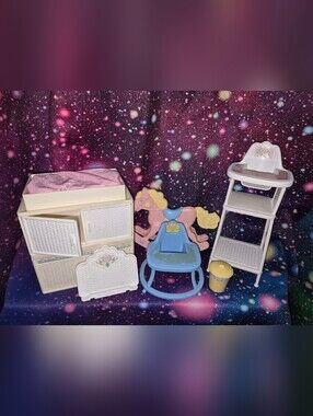 💕 Vintage 1980s Mattel Heart Family Nursery Furniture & Accessories Lot